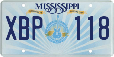 MS license plate XBP118