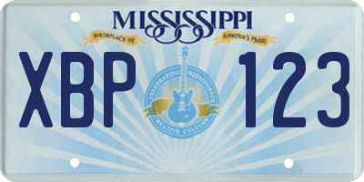 MS license plate XBP123