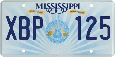 MS license plate XBP125