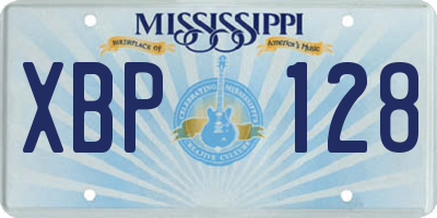 MS license plate XBP128