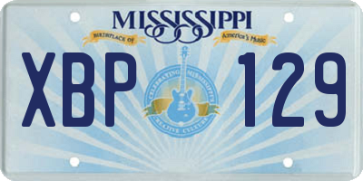 MS license plate XBP129