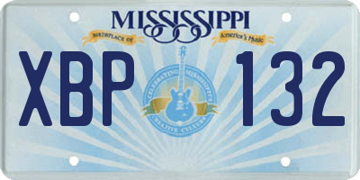 MS license plate XBP132
