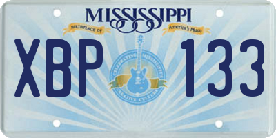 MS license plate XBP133