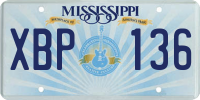 MS license plate XBP136