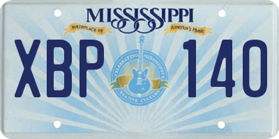 MS license plate XBP140
