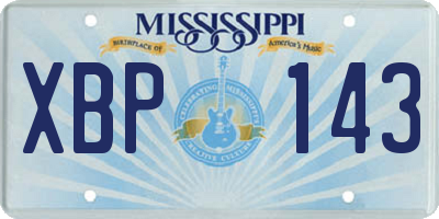 MS license plate XBP143