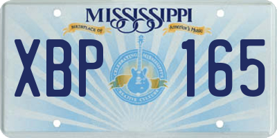 MS license plate XBP165
