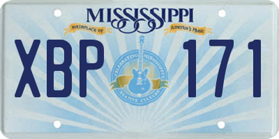 MS license plate XBP171