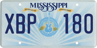 MS license plate XBP180
