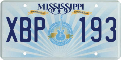 MS license plate XBP193