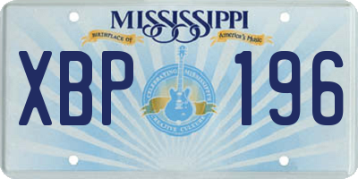 MS license plate XBP196
