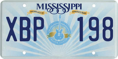 MS license plate XBP198