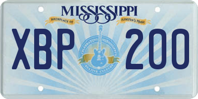 MS license plate XBP200