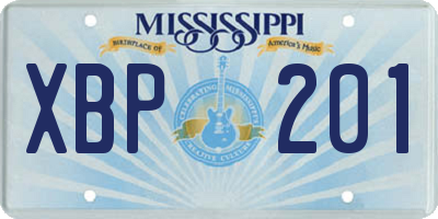 MS license plate XBP201