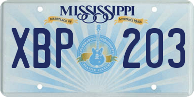MS license plate XBP203