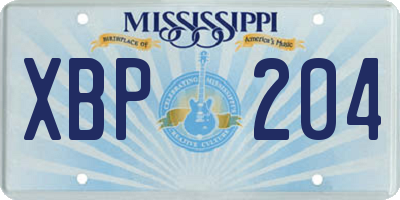 MS license plate XBP204