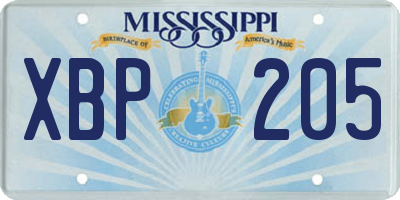 MS license plate XBP205