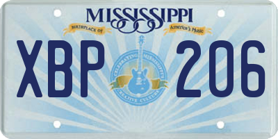 MS license plate XBP206
