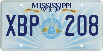 MS license plate XBP208