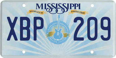 MS license plate XBP209