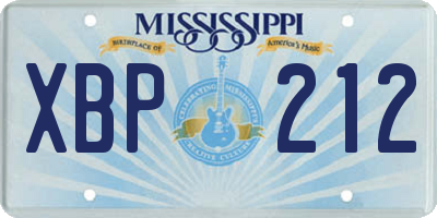 MS license plate XBP212