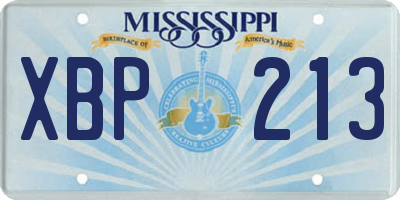 MS license plate XBP213
