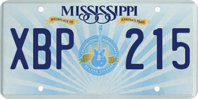 MS license plate XBP215