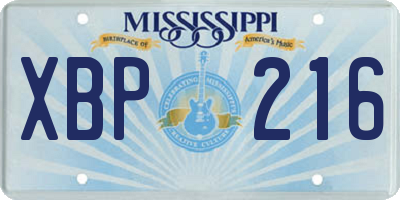MS license plate XBP216
