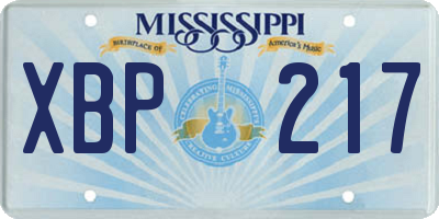 MS license plate XBP217