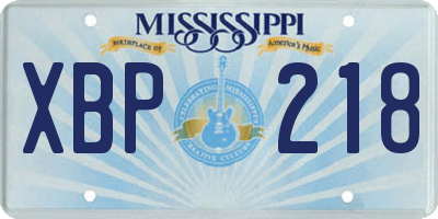 MS license plate XBP218