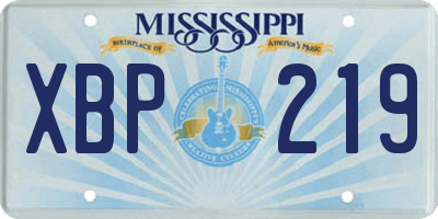 MS license plate XBP219
