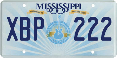 MS license plate XBP222