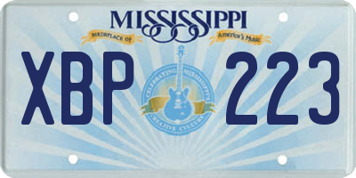 MS license plate XBP223