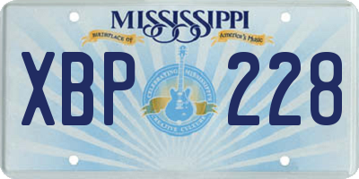 MS license plate XBP228