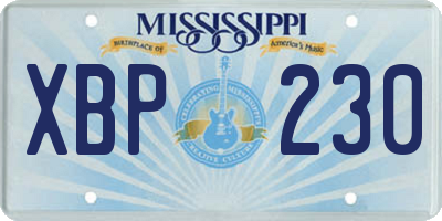 MS license plate XBP230