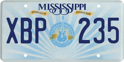 MS license plate XBP235