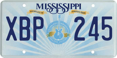 MS license plate XBP245