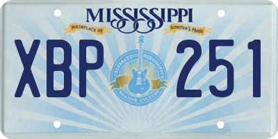 MS license plate XBP251