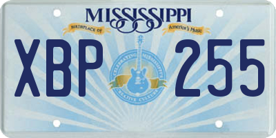 MS license plate XBP255