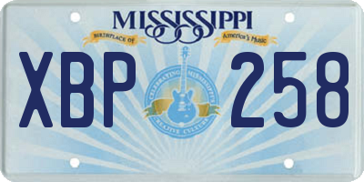 MS license plate XBP258