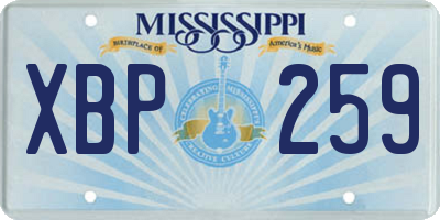 MS license plate XBP259
