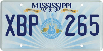 MS license plate XBP265