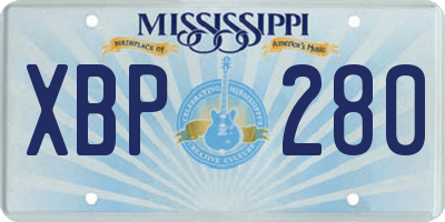 MS license plate XBP280