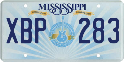 MS license plate XBP283