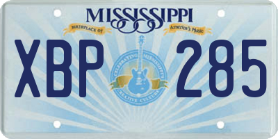 MS license plate XBP285