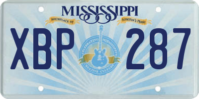 MS license plate XBP287