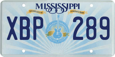 MS license plate XBP289