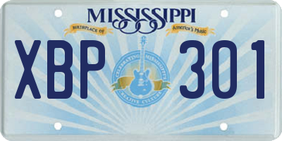 MS license plate XBP301