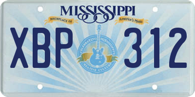MS license plate XBP312