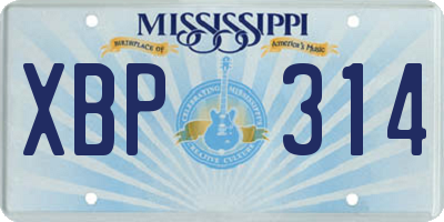 MS license plate XBP314